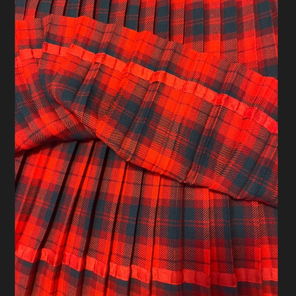 Vintage Aljean 60s red and green tartan pleated wool midi skirt made in Canada - Picture 14 of 16